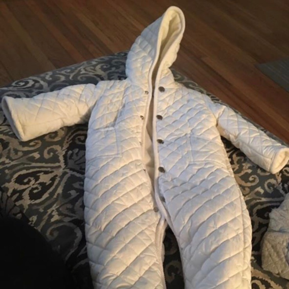 Ralph Lauren cream quilted snow suit bunting